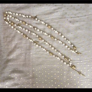 Betsey Johnson Long Gold and Pearl Necklace